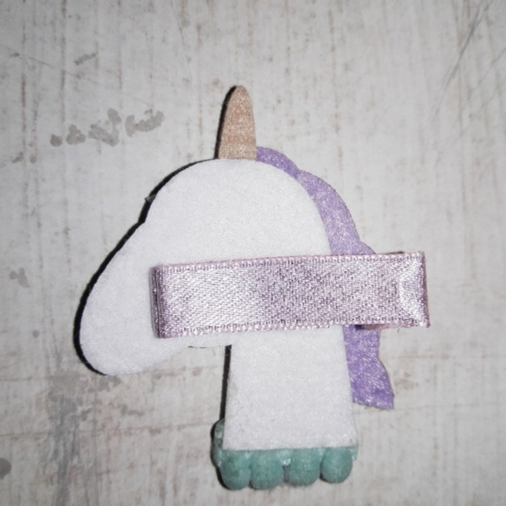 Glitter Felt Unicorn Star Barrette Hair Clip Set - Picture 6 of 8